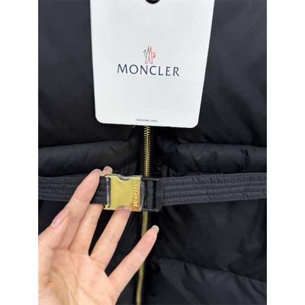 ブラックロングダウン ベルト & フリース襟 秋冬エレガント モンクレール コピーコート MONCLER レディース