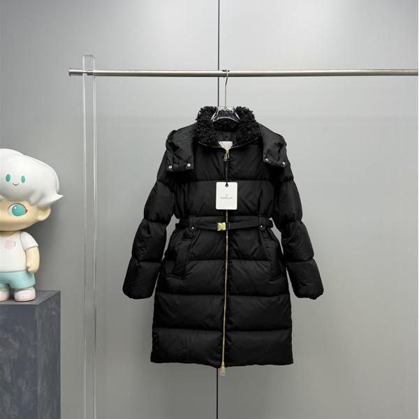ブラックロングダウン ベルト & フリース襟 秋冬エレガント モンクレール コピーコート MONCLER レディース