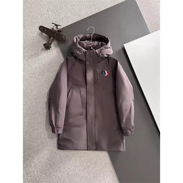 ブラック MONCLER ロング ダウン 連帽 ロゴ 秋冬長期着用 モンクレール 高品質 偽物コート レディース