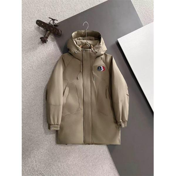 ブラック MONCLER ロング ダウン 連帽 ロゴ 秋冬長期着用 モンクレール 高品質 偽物コート レディース