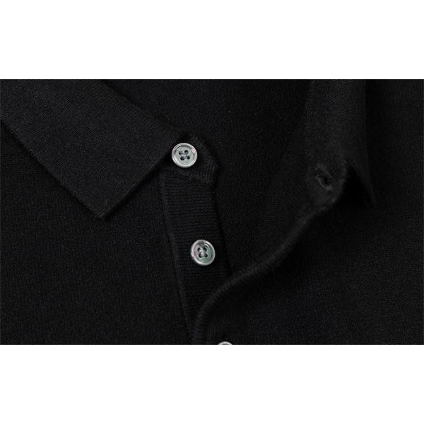 MONCLER ブラック / グレー セーター POLO ブルー スマイル ロゴ 2025秋冬 モンクレール スーパーコピー