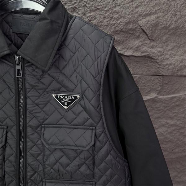 ブラック クィルティング マルチポケット プラダ PRADA 偽物 ダウンジャケット 2025秋冬アウトドア 高機能