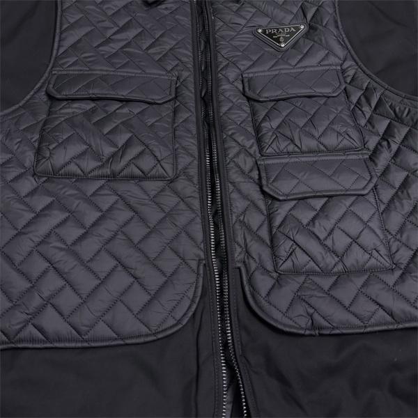 ブラック クィルティング マルチポケット プラダ PRADA 偽物 ダウンジャケット 2025秋冬アウトドア 高機能