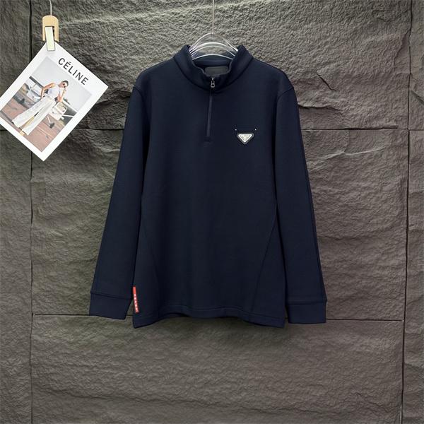 ネイビー ハーフジップ スウェット プラダ PRADA コピー 2025秋冬カジュアル シャープ