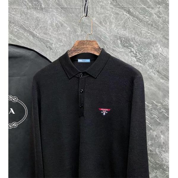 グレー セーター POLO プラダ PRADA スーパーコピー 2025秋冬ビジネス 上品 最新コレクション