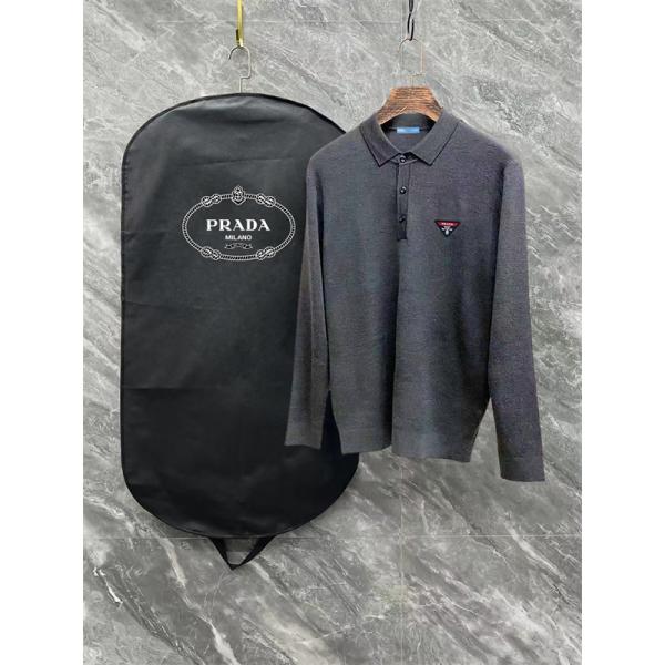 グレー セーター POLO プラダ PRADA スーパーコピー 2025秋冬ビジネス 上品 最新コレクション