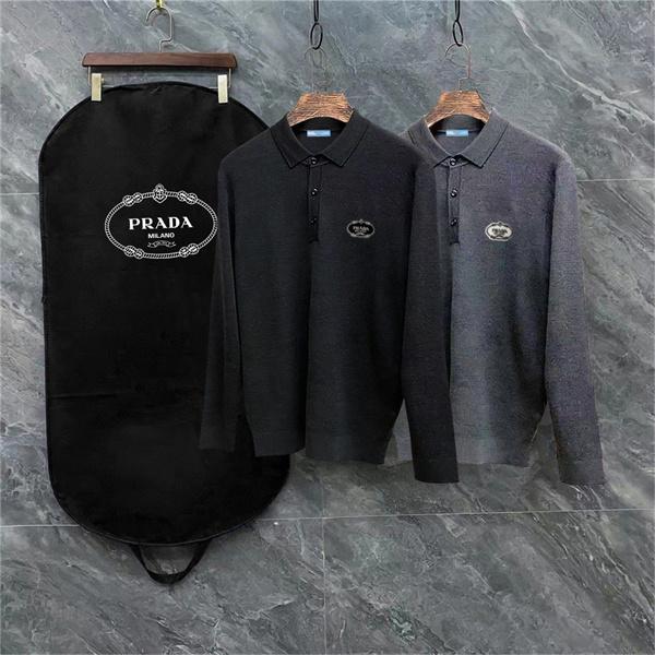 ブラック / グレー セーター POLO 円形ロゴ 2025秋冬ビジネス プラダ PRADA コピー トップス 高品質