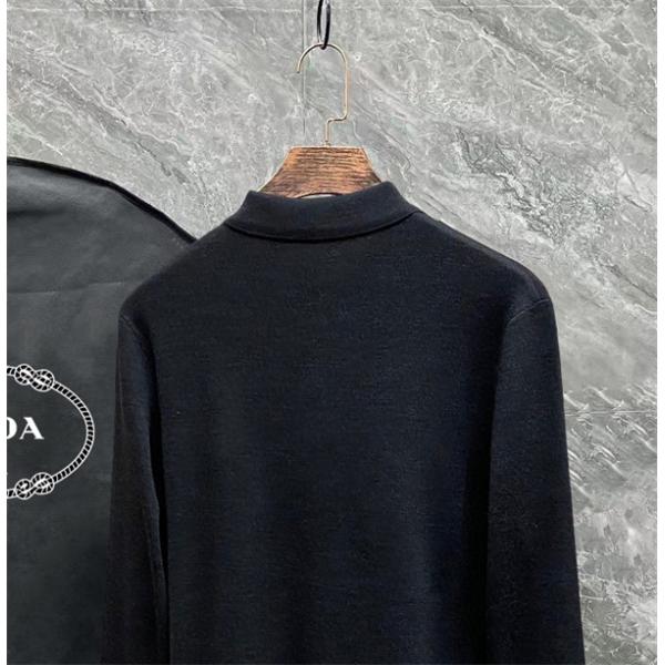 ブラック / グレー セーター POLO クラシック三角ロゴ 2025秋冬洗練 プラダ PRADA コピートップス 