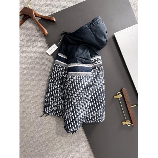 ブラック× 老花 ダウンジャケット 連帽 2025秋冬保温 ディオール DIOR コピーアウター トレンディ