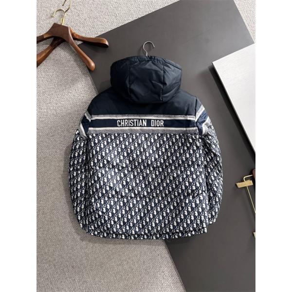 ブラック× 老花 ダウンジャケット 連帽 2025秋冬保温 ディオール DIOR コピーアウター トレンディ