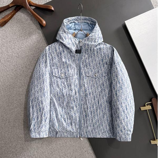 ライトブルー 老花 ジャケット 連帽 2025秋冬ファッショナブル ディオール DIOR スーパーコピーアウター