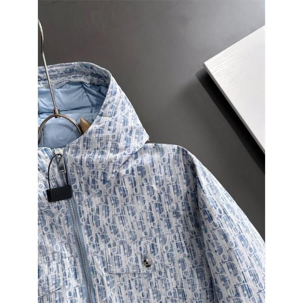 ライトブルー 老花 ジャケット 連帽 2025秋冬ファッショナブル ディオール DIOR スーパーコピーアウター