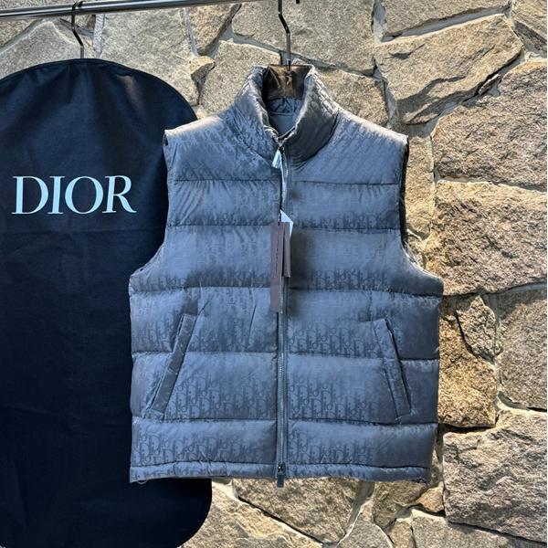 ダークグレー 老花 ダウンベスト 2025秋冬ウォーマー ディオール DIOR スーパーコピー 高品質