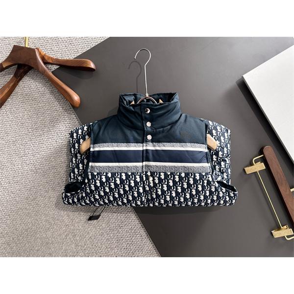 ネイビー × 老花 ストライプ ダウンベスト 2025秋冬ファッショナブル ディオール DIOR コピー 