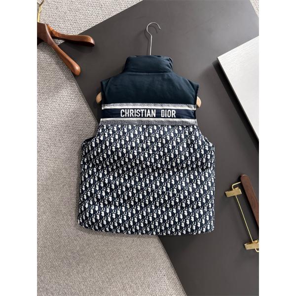 ネイビー × 老花 ストライプ ダウンベスト 2025秋冬ファッショナブル ディオール DIOR コピー 