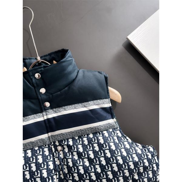 ネイビー × 老花 ストライプ ダウンベスト 2025秋冬ファッショナブル ディオール DIOR コピー 