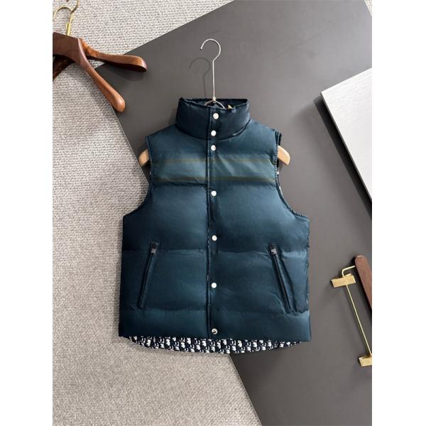 ネイビー × 老花 ストライプ ダウンベスト 2025秋冬ファッショナブル ディオール DIOR コピー 