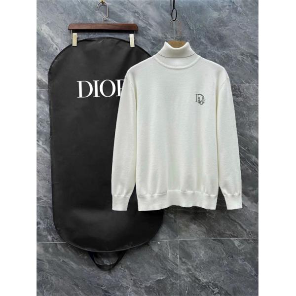 ホワイト ハイネック セーター 2025秋冬洗練 ディオール DIOR 偽物 トップス ユニセックス