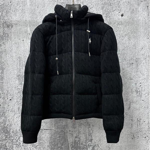 ブラック ニット柄 連帽 POLO RALPH LAUREN コピー 秋冬独創 ダウンジャケット ポロラルフローレン 