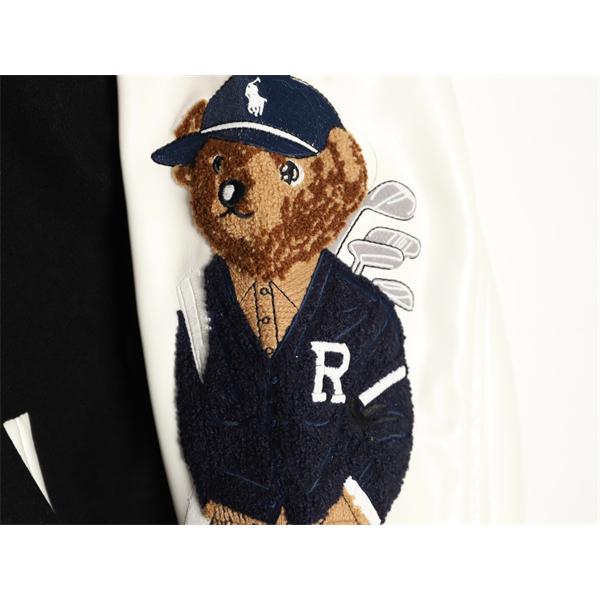 ブラック × ホワイト 刺繍 ベースボールジャケット ポロラルフローレン POLO RALPH LAUREN コピー 秋冬復古デザイン 高品質