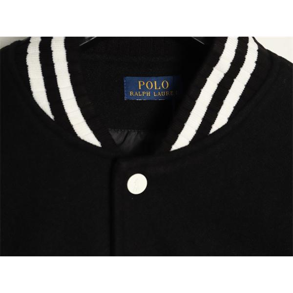 ブラック × ホワイト 刺繍 ベースボールジャケット ポロラルフローレン POLO RALPH LAUREN コピー 秋冬復古デザイン 高品質