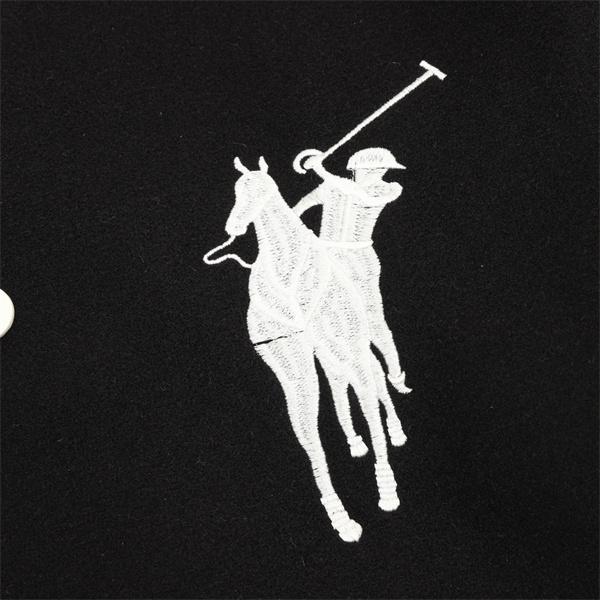POLO RALPH LAUREN コピー 秋冬復古高級  ブラック × ホワイト ディテール豊富 ベースボールジャケット ポロラルフローレン