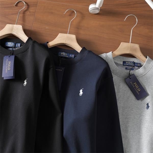 ブラック × ネイビー × グレー 円领 スウェット ポロラルフローレン POLO RALPH LAUREN 偽物 秋冬日常 シンプル ユニセックス