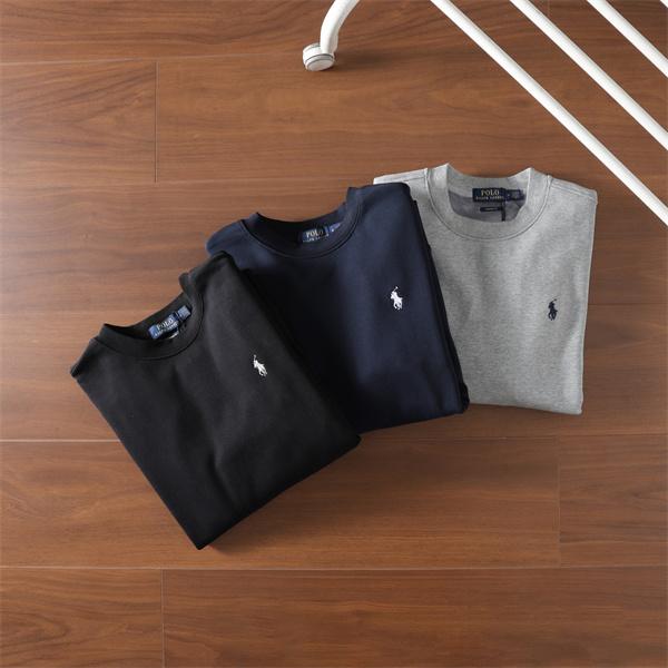 ブラック × ネイビー × グレー 円领 スウェット ポロラルフローレン POLO RALPH LAUREN 偽物 秋冬日常 シンプル ユニセックス