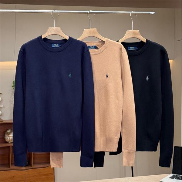 POLO RALPH LAUREN 偽物 秋冬シンプル保温 定番 ネイビー × ベージュ × ブラック 円领 ニットセーター ポロラルフローレン