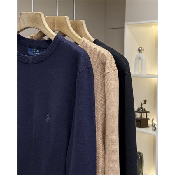 POLO RALPH LAUREN 偽物 秋冬シンプル保温 定番 ネイビー × ベージュ × ブラック 円领 ニットセーター ポロラルフローレン