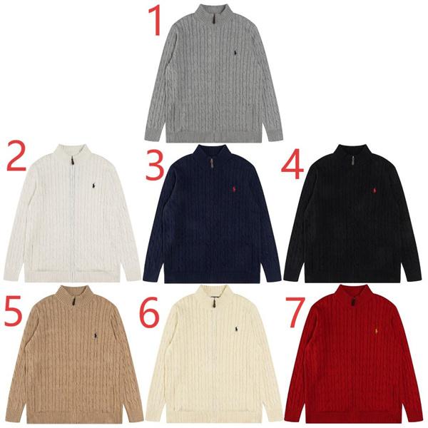 ホワイト × ネイビー × ブラック7 色 リブ柄 ジップニット ポロラルフローレン POLO RALPH LAUREN コピー 秋冬