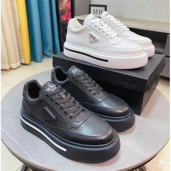 PRADA プラダ 激安 メンズ スニーカー レザー 厚底 ロゴ デザイン カジュアル シューズ 新作 旅行 通勤 おしゃれ 使いやすい 歩きやすい