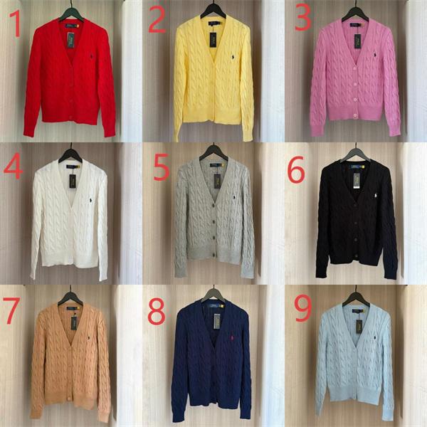 ネイビー × ライトブルー 9 色  V 领 カーディガン ポロラルフローレン POLO RALPH LAUREN 偽物 秋冬フェミニン超多色 