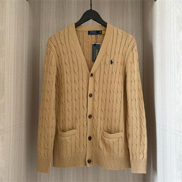 POLO RALPH LAUREN コピー 秋冬復古多彩 高品質 グレー × ホワイト 6 色 麻花纹 V 领 カーディガン ポロラルフローレン