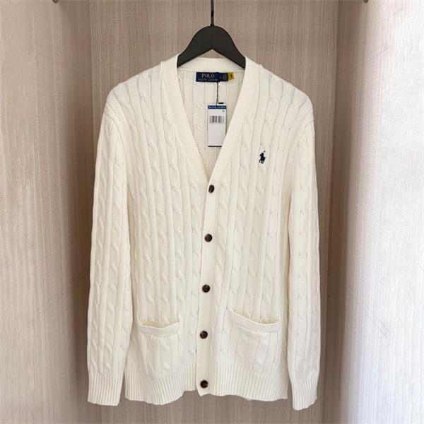POLO RALPH LAUREN コピー 秋冬復古多彩 高品質 グレー × ホワイト 6 色 麻花纹 V 领 カーディガン ポロラルフローレン