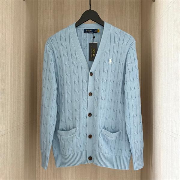 POLO RALPH LAUREN コピー 秋冬復古多彩 高品質 グレー × ホワイト 6 色 麻花纹 V 领 カーディガン ポロラルフローレン