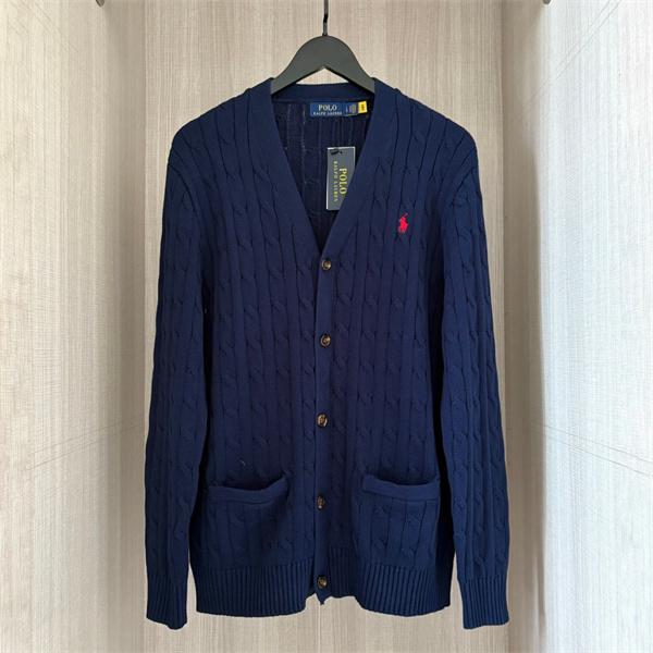 POLO RALPH LAUREN コピー 秋冬復古多彩 高品質 グレー × ホワイト 6 色 麻花纹 V 领 カーディガン ポロラルフローレン