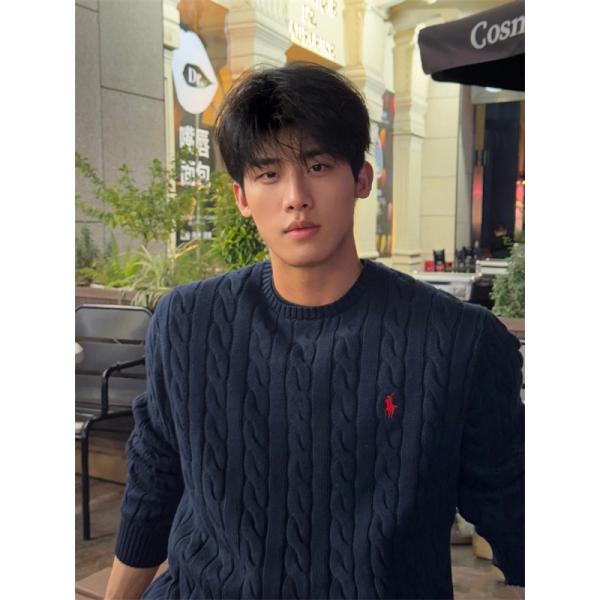 グレー 麻花纹 円领 ニットセーター ポロラルフローレン POLO RALPH LAUREN スーパーコピー 秋冬着こなし上品 定番