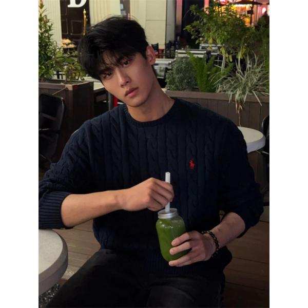 グレー 麻花纹 円领 ニットセーター ポロラルフローレン POLO RALPH LAUREN スーパーコピー 秋冬着こなし上品 定番