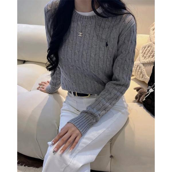 グレー 麻花纹 円领 ニットセーター ポロラルフローレン POLO RALPH LAUREN スーパーコピー 秋冬着こなし上品 定番