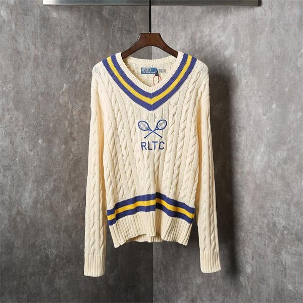 ベージュ テニスラケットプリント V 领 麻花纹 ニット ポロラルフローレン POLO RALPH LAUREN 偽物 秋冬 上品 