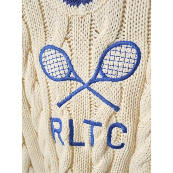 ベージュ テニスラケットプリント V 领 麻花纹 ニット ポロラルフローレン POLO RALPH LAUREN 偽物 秋冬 上品 