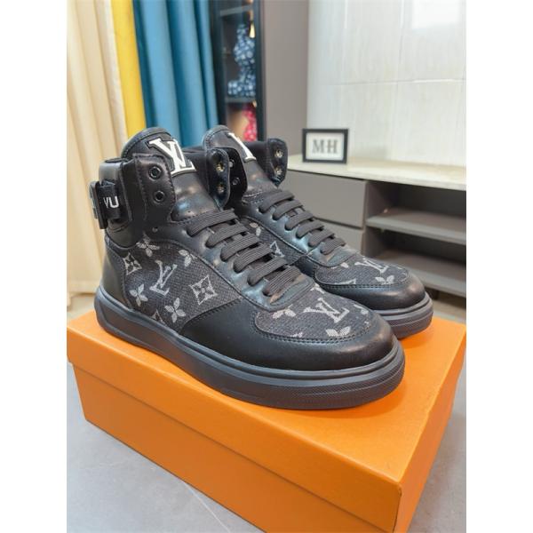 LOUIS VUITTON ルイヴィトン 激安 メンズ ハイカット スニーカー モノグラム レザー デニム コンビ 人気モデル スタイリッシュ カジュアル シューズ