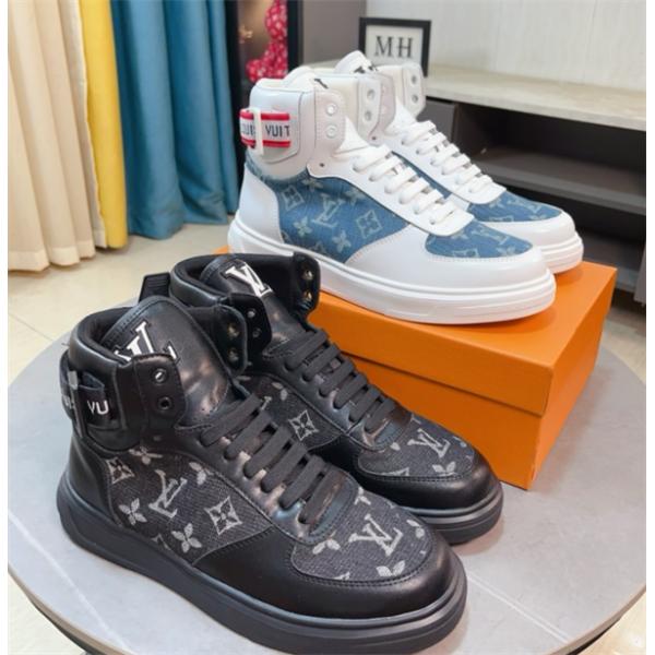LOUIS VUITTON ルイヴィトン 激安 メンズ ハイカット スニーカー モノグラム レザー デニム コンビ 人気モデル スタイリッシュ カジュアル シューズ