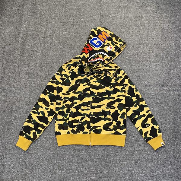BAPE スーパーコピー 秋冬ストリートトレンド 定番 カモフラージュ シャーク 連帽 ジップアップ ベイプ