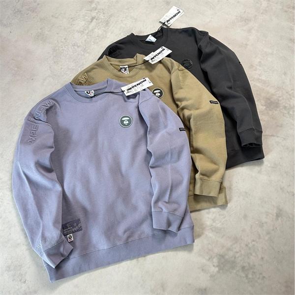 ライトブルー × カーキ × ブラック 3 色 円领 スウェット ベイプ BAPE コピー 秋冬 シンプル ユニセックス