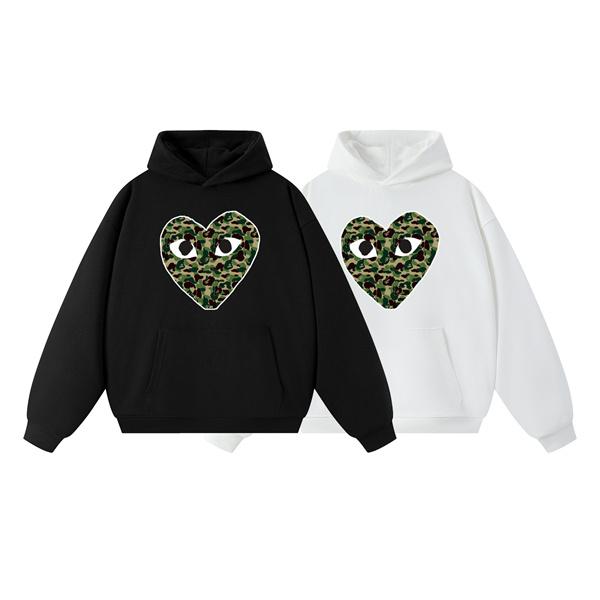 BAPE ブラック カモフラージュ ハート 連帽 スウェット コムデギャルソン ベイプ コラボ スーパーコピー 秋冬