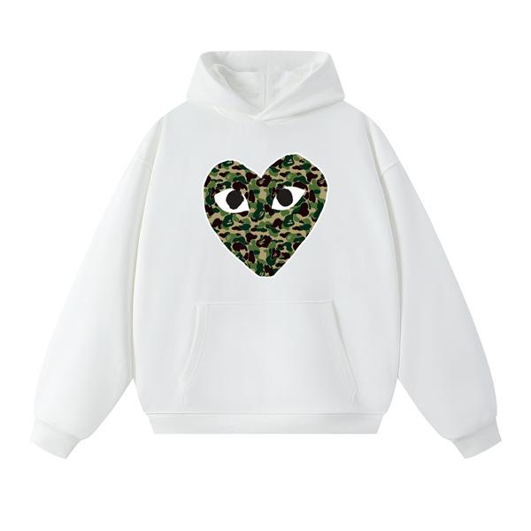 BAPE ブラック カモフラージュ ハート 連帽 スウェット コムデギャルソン ベイプ コラボ スーパーコピー 秋冬