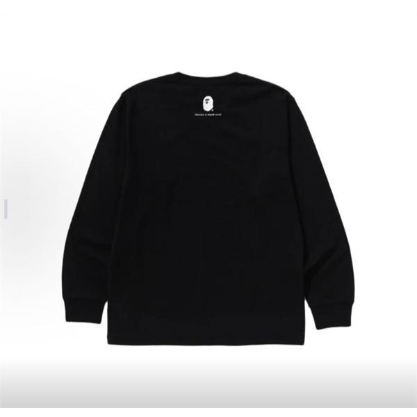 ブラック 長袖 T シャツ ベイプ BAPE スーパーコピー 秋冬ストリートクラシック ユニセックス