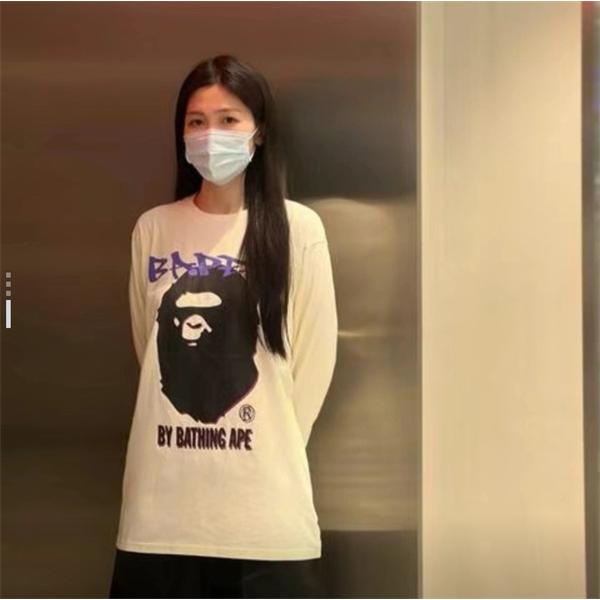 ベージュ グラフィティ 猿人头 長袖 T シャツ ベイプ BAPE コピー 秋冬ストリートトレンディ